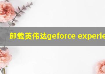 卸载英伟达geforce experience